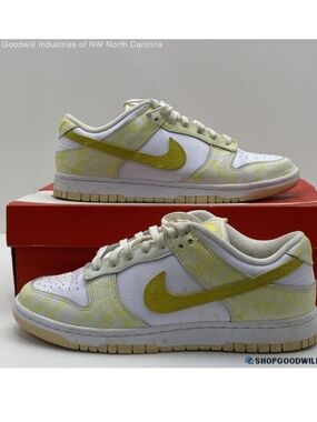 Nike Low-Top Sneakers in White and Yellow Tie-Dye